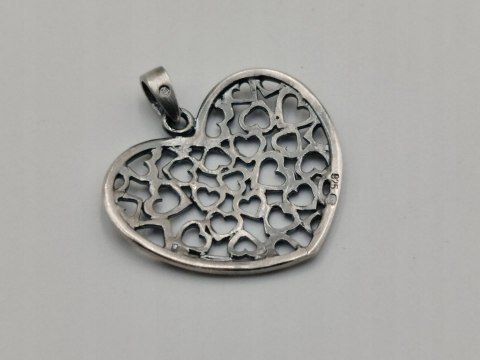 Piękna damska srebrna ażurowa zawieszka/wisiorek SERCE / SERCA biżuteria