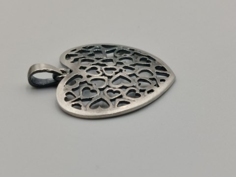 Piękna damska srebrna ażurowa zawieszka/wisiorek SERCE / SERCA biżuteria