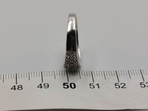 Piękny damski srebrny pierścionek/obrączka CYRKONIE r.20 srebro 925 VINTAGE