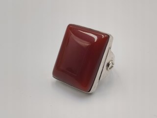 Piękny duży stary srebrny damski pierścionek KARNEOL r.17 srebro biżuteria