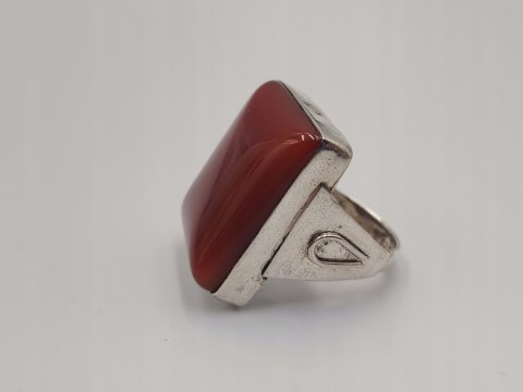 Piękny duży stary srebrny damski pierścionek KARNEOL r.17 srebro biżuteria