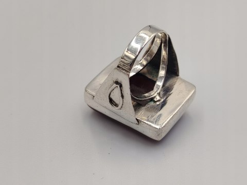 Piękny duży stary srebrny damski pierścionek KARNEOL r.17 srebro biżuteria