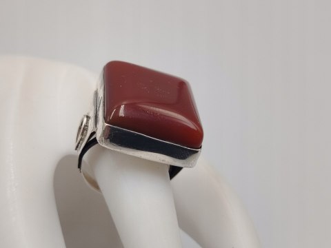 Piękny duży stary srebrny damski pierścionek KARNEOL r.17 srebro biżuteria