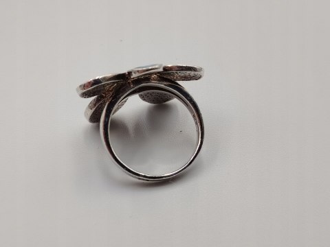 Piękny srebrny damski pierścionek KWIAT emalia r.17/18 srebro 925 biżuteria