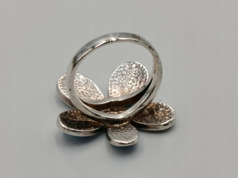 Piękny srebrny damski pierścionek KWIAT emalia r.17/18 srebro 925 biżuteria