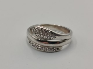 Piękny srebrny damski pierścionek WĄŻ / CYRKONIE r.18 / 19 srebro biżuteria