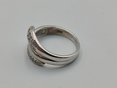 Piękny srebrny damski pierścionek WĄŻ / CYRKONIE r.18 / 19 srebro biżuteria