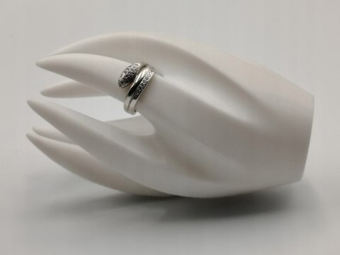 Piękny srebrny damski pierścionek WĄŻ / CYRKONIE r.18 / 19 srebro biżuteria