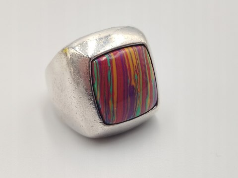 Piękny srebrny damski pierścionek sygnet KAMIEŃ CUDÓW r.16 srebro biżuteria