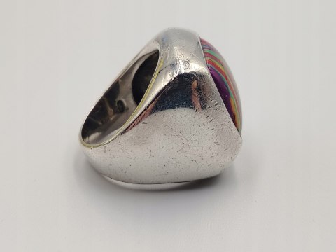 Piękny srebrny damski pierścionek sygnet KAMIEŃ CUDÓW r.16 srebro biżuteria