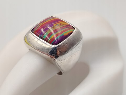 Piękny srebrny damski pierścionek sygnet KAMIEŃ CUDÓW r.16 srebro biżuteria