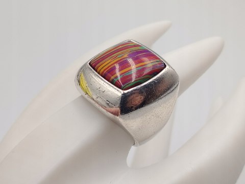 Piękny srebrny damski pierścionek sygnet KAMIEŃ CUDÓW r.16 srebro biżuteria