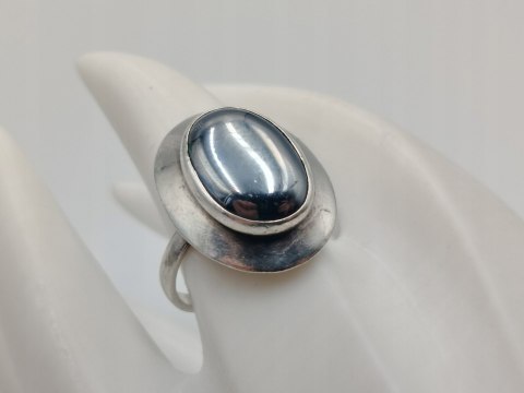 Piękny stary damski srebrny pierścionek HEMATYT srebro 925 r.21 VINTAGE