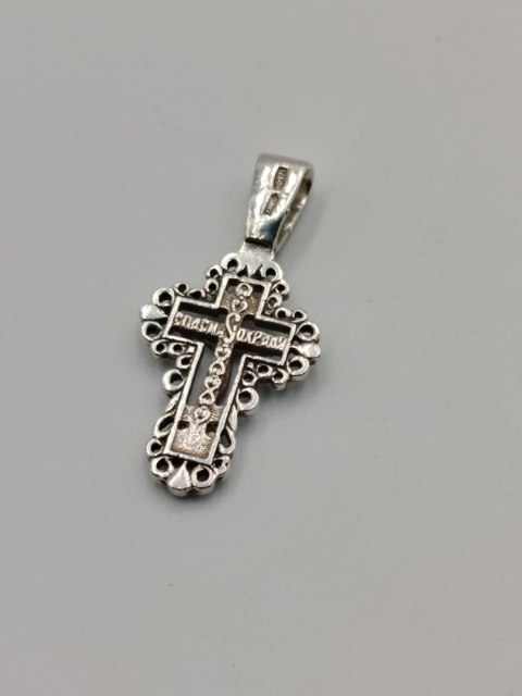 Piękny stary srebrny ażurowy KRZYŻ PRAWOSŁAWNY srebro 925 VINTAGE biżuteria