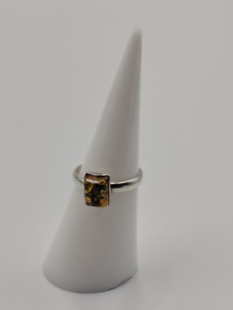 Piękny stary srebrny damski pierścionek BURSZTYN r.11 biżuteria VINTAGE