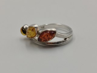 Piękny stary srebrny damski pierścionek BURSZTYN r.11/12 biżuteria VINTAGE