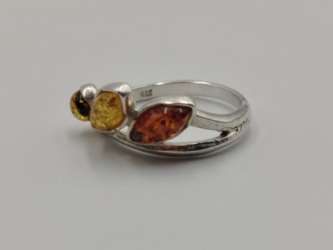 Piękny stary srebrny damski pierścionek BURSZTYN r.11/12 biżuteria VINTAGE