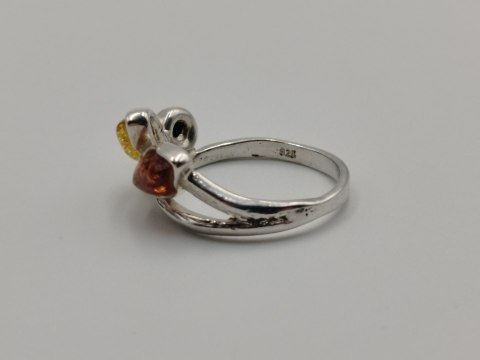 Piękny stary srebrny damski pierścionek BURSZTYN r.11/12 biżuteria VINTAGE