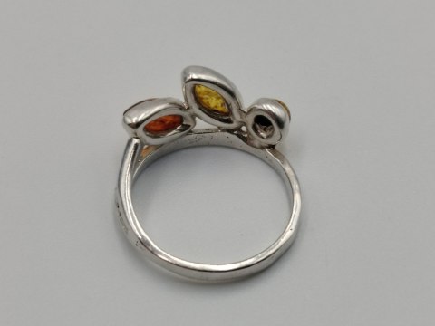 Piękny stary srebrny damski pierścionek BURSZTYN r.11/12 biżuteria VINTAGE