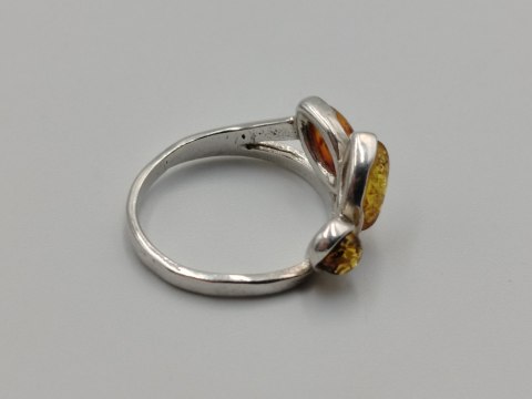 Piękny stary srebrny damski pierścionek BURSZTYN r.11/12 biżuteria VINTAGE