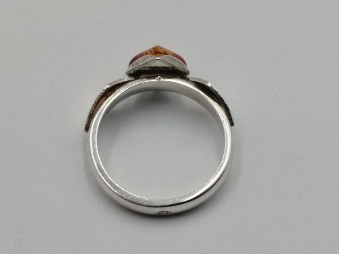 Piękny stary srebrny damski pierścionek BURSZTYN r.13/14 biżuteria VINTAGE