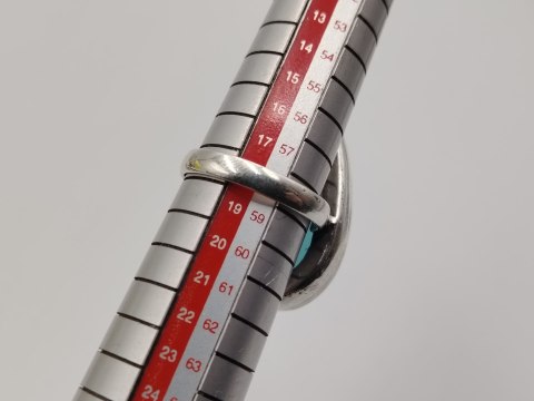 Piękny stary srebrny damski pierścionek CHALCEDON r.18 srebro biżuteria