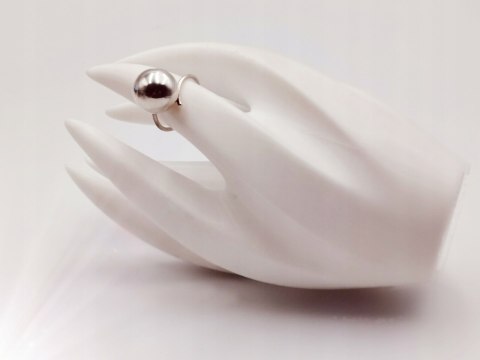 Piękny stary srebrny damski pierścionek KULKA / KULA r.10 biżuteria VINTAGE