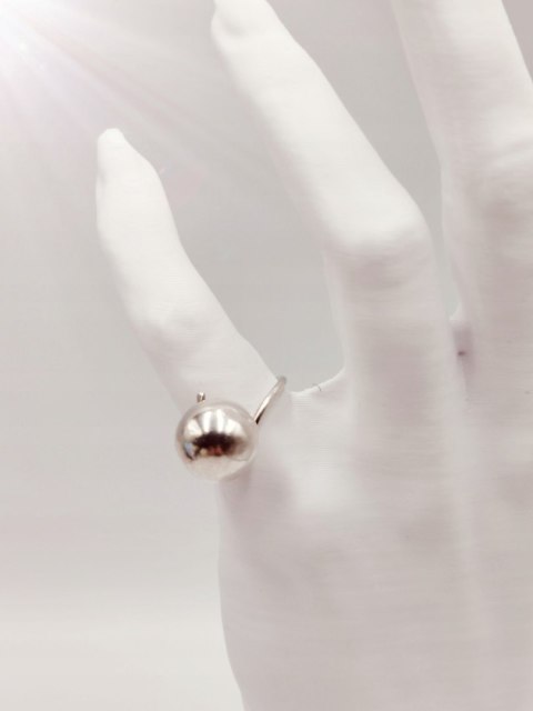 Piękny stary srebrny damski pierścionek KULKA / KULA r.10 biżuteria VINTAGE