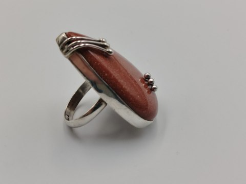 Piękny stary srebrny damski pierścionek PIASEK PUSTYNI r.17 srebro VINTAGE