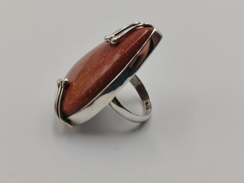 Piękny stary srebrny damski pierścionek PIASEK PUSTYNI r.17 srebro VINTAGE