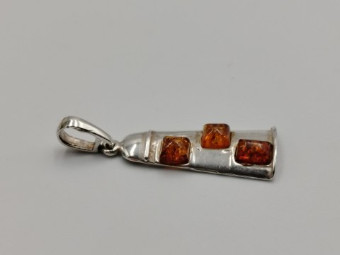 Piękny stary srebrny damski wisiorek/zawieszka DZWONEK bursztyn VINTAGE