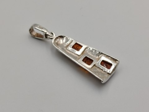 Piękny stary srebrny damski wisiorek/zawieszka DZWONEK bursztyn VINTAGE