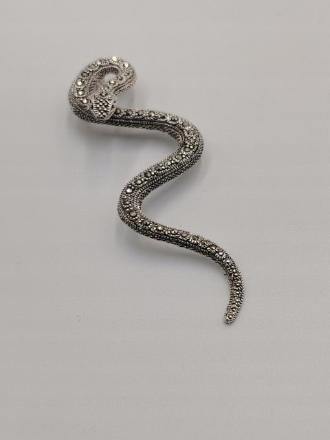 Piękny stary srebrny damski wisiorek/zawieszka WĄŻ/ŻMIJA biżuteria VINTAGE