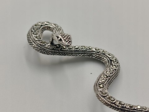Piękny stary srebrny damski wisiorek/zawieszka WĄŻ/ŻMIJA biżuteria VINTAGE