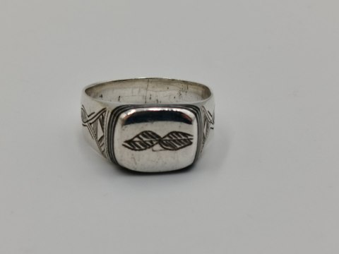 Piękny stary srebrny pierścionek/sygnet LISTKI r.22 biżuteria VINTAGE