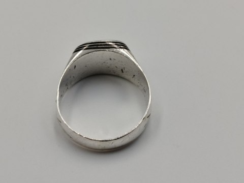 Piękny stary srebrny pierścionek/sygnet LISTKI r.22 biżuteria VINTAGE