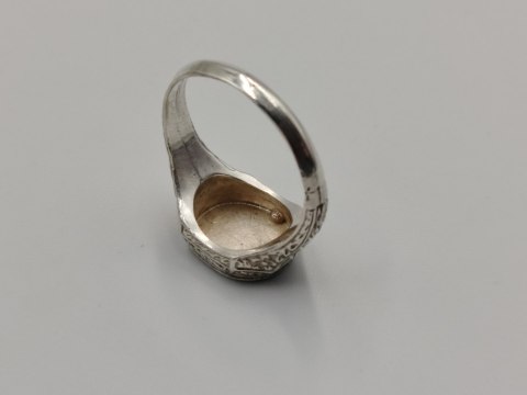 Piękny stary srebrny pierścionek/sygnet zdobienie r.21 biżuteria VINTAGE