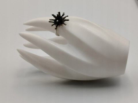 Stary autorski srebrny damski pierścionek JEŻ/JEŻYK r. 17 biżuteria VINTAGE