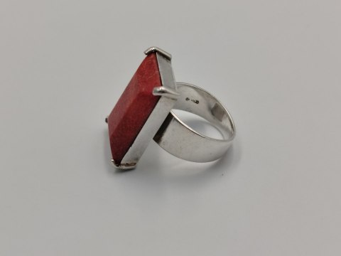 Stary piękny srebrny damski pierścionek KORALOWIEC r. 10 biżuteria VINTAGE