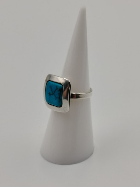 Stary srebrny damski pierścionek TURKUS r.10/11 srebro biżuteria VINTAGE