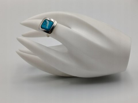 Stary srebrny damski pierścionek TURKUS r.10/11 srebro biżuteria VINTAGE