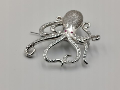 Piękna damska autorska srebrna broszka OŚMIORNICA srebro 925 biżuteria