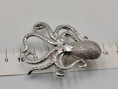 Piękna damska autorska srebrna broszka OŚMIORNICA srebro 925 biżuteria