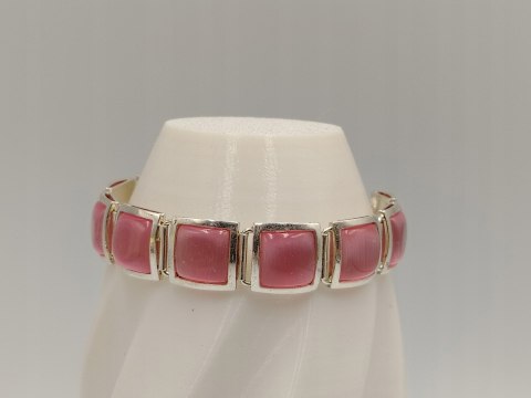 Piękna srebrna damska bransoletka KOCIE OKO róż srebro 925 biżuteria