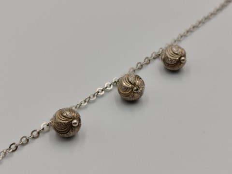 Piękna srebrna damska bransoletka TRZY KULKI srebro 925 biżuteria