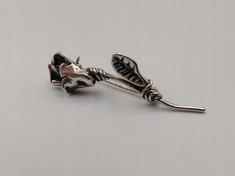 Piękna stara damska autorska srebrna broszka RÓŻA srebro VINTAGE biżuteria