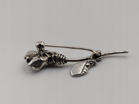 Piękna stara damska autorska srebrna broszka RÓŻA srebro VINTAGE biżuteria