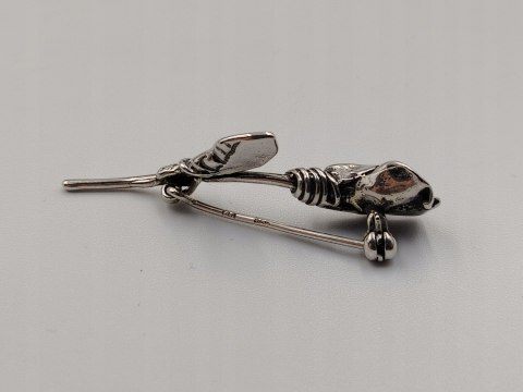 Piękna stara damska autorska srebrna broszka RÓŻA srebro VINTAGE biżuteria