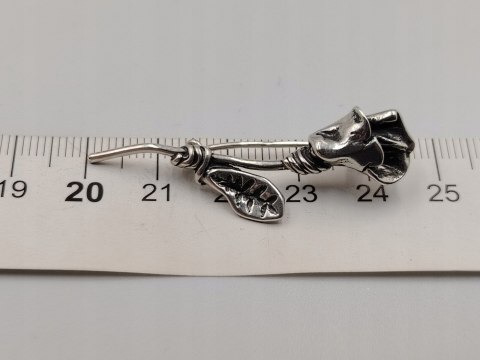 Piękna stara damska autorska srebrna broszka RÓŻA srebro VINTAGE biżuteria