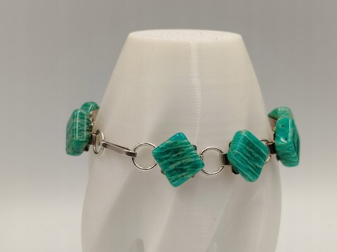 Piękna stara srebrna damska bransoletka AMAZONIT srebro biżuteria VINTAGE